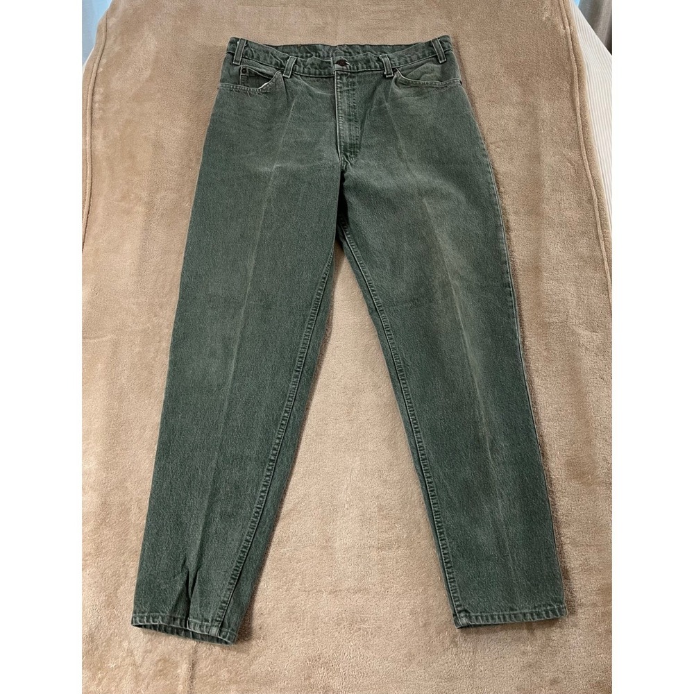 Vintage Levi's 550 Orange Tab Jeans Green W38 L32 Cotton‎ USA Flawed Stains